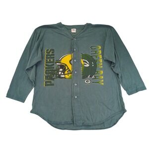 Vintage 1996 Green Bay Packers NFL Game‎ Day Button Down Baseball Jersey Large
